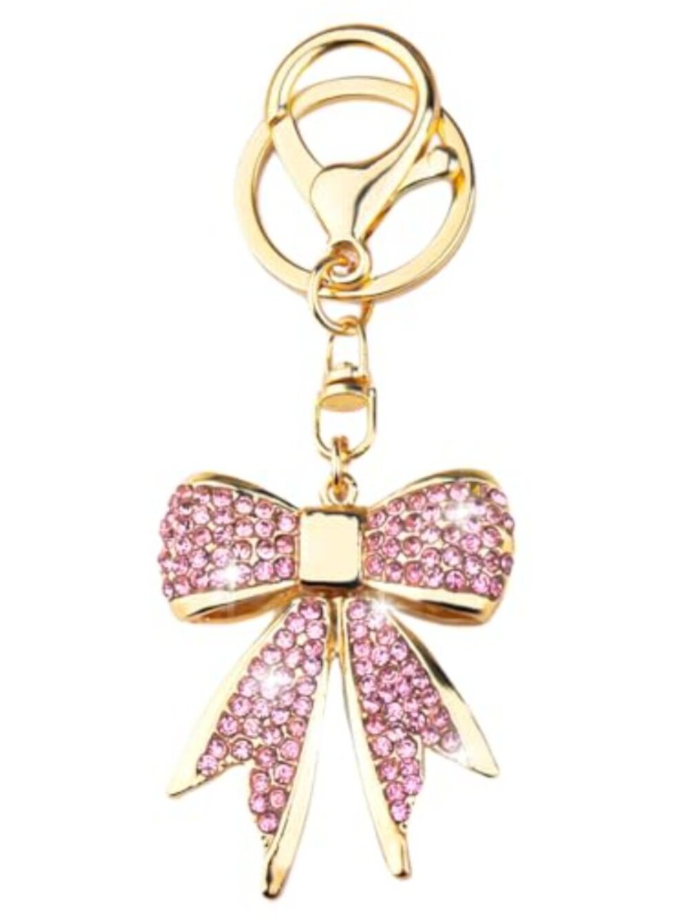 Metal Rhinestone Bow Keychain Charm for Purse Handbag Backpack Car Keys